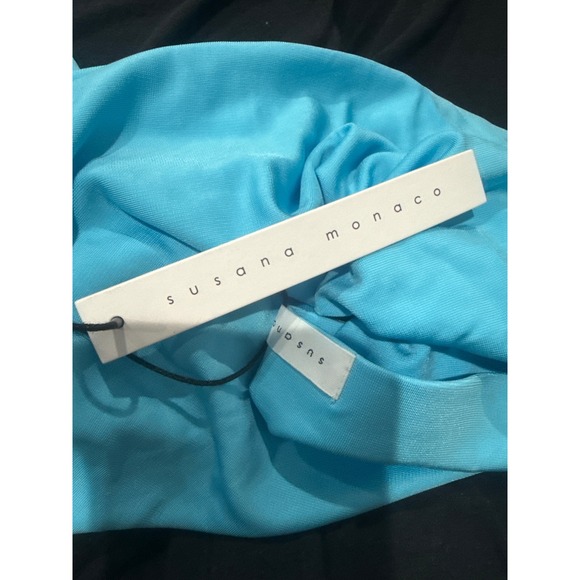 NWT SUSANA MONACO Viscose Side Gathered Slit Skirt in‎ Aquarium Sz Small  $218 - Picture 6 of 7